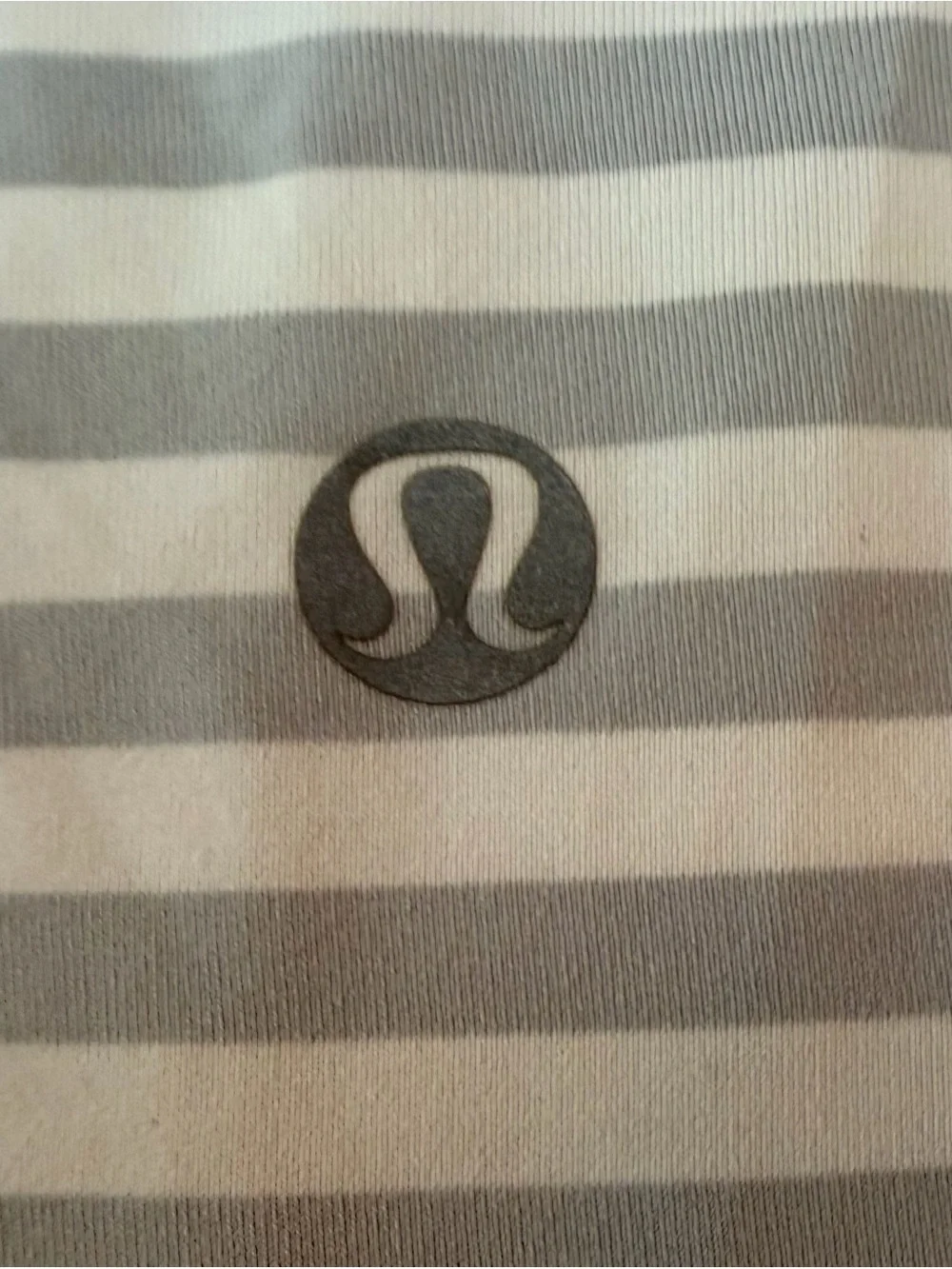 Lululemon Run Stay On Course Tank Size 10 Gray White Stripe Pleated Running Top